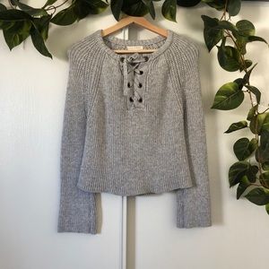 Pacsun LA Heart Gray Lace Up Sweater NWOT